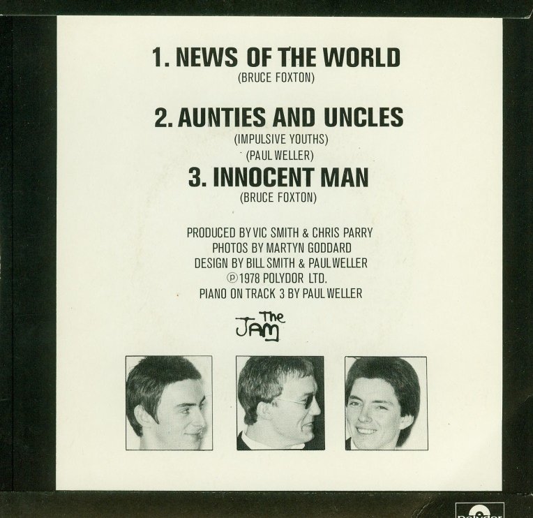 The Jam single News Of The World, backcover