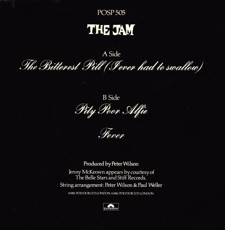 The Jam single The Bitterest Pill, back cover