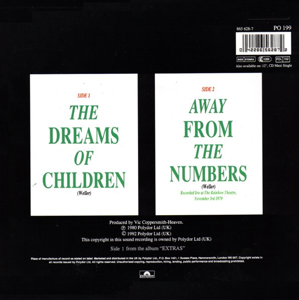 The Jam single The Dreams Of Children, back cover