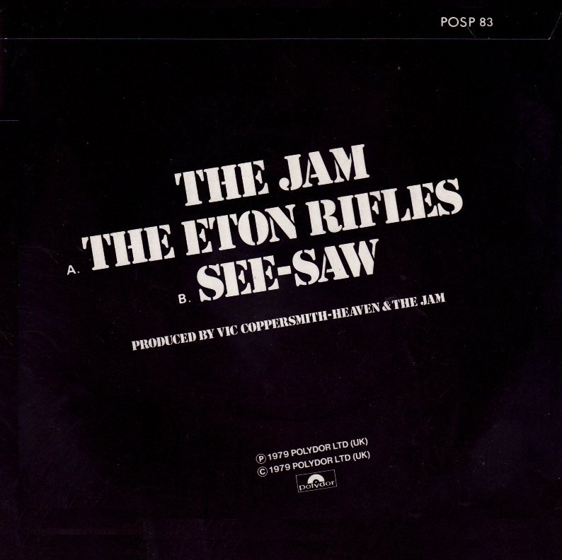 The Jam single The Eton Rifles, back cover